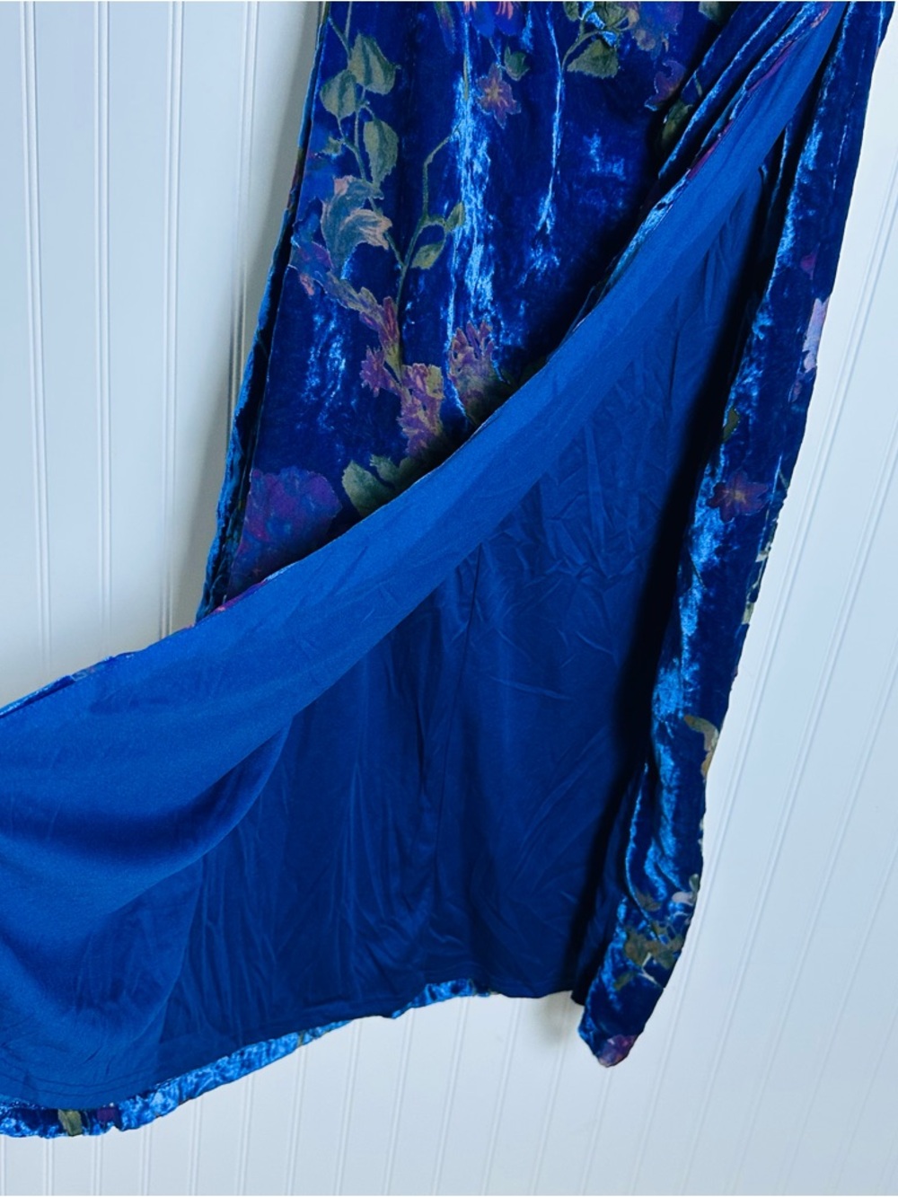 Lulu's Exquisite Blue Floral Burnout Velvet Strapless Maxi Dress M NWT NightOut - Picture 10 of 15